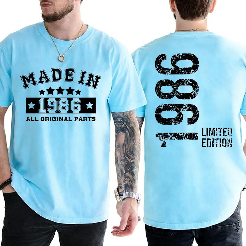 40th Birthday Retro T-shirts for Men: Made in 1986 All Original Parts Front & 40 Limited Edition Back Graphic Short Sleeve Tees 5XL різнокольоровий
40th Birthday Retro T-shirts for Men: Made in 1986 All Original Parts Front & 40 Limited Edition Back Graphic Short Sleeve Tees 5XL різнокольоровий