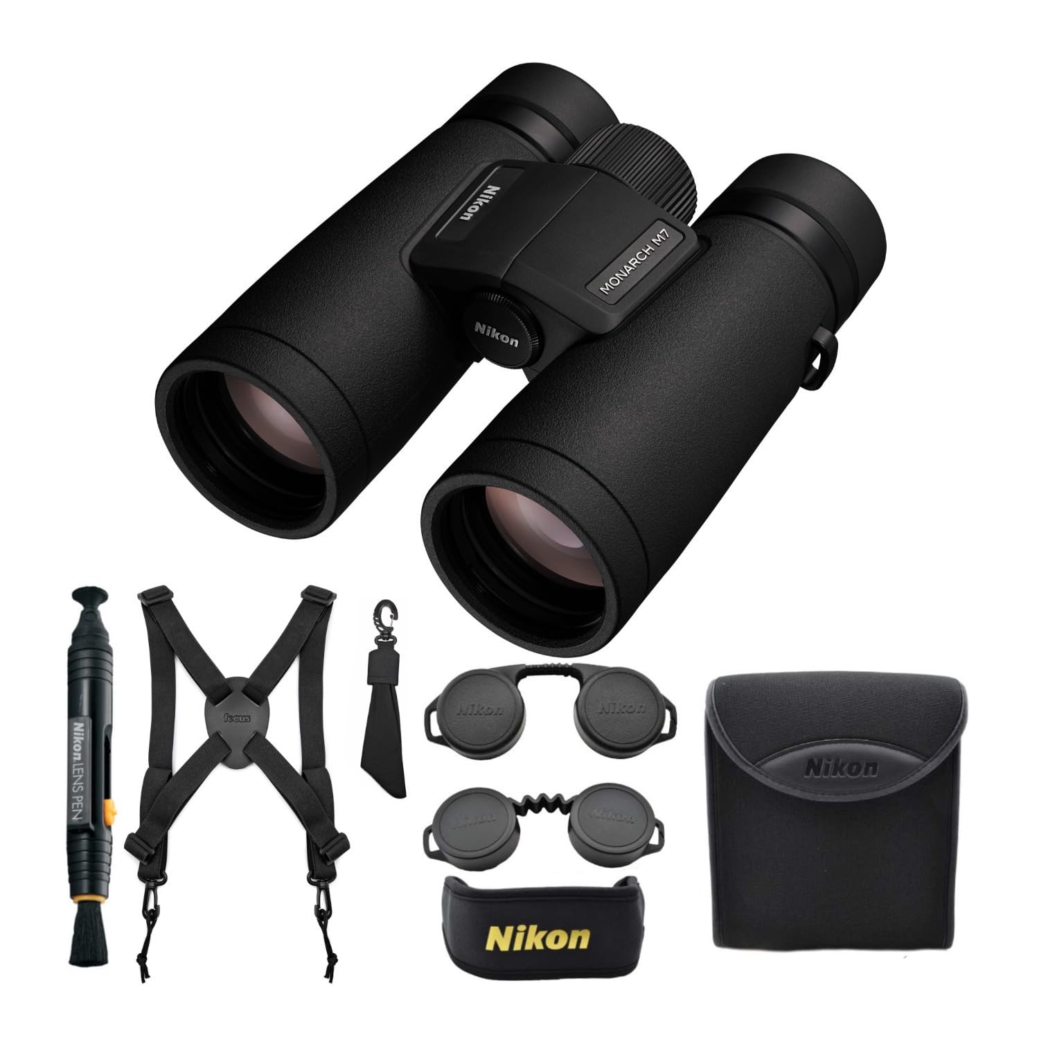 Nikon Monarch M7 8x42 Binocular Set with Lenspen and Harness 3 Pieces
Nikon Monarch M7 8x42 Binocular Set with Lenspen and Harness 3 Pieces