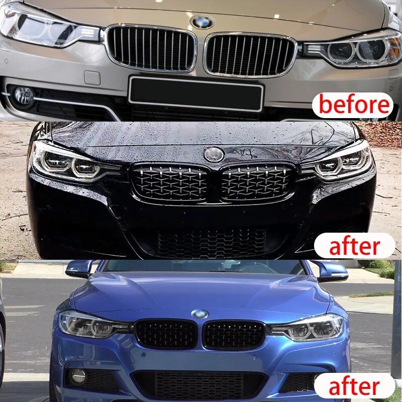 NEW-Glossy Black Dual Slats Front Kidney Grille Chrome Diamond Grill Replacement for BMW 3 series F30 F31 F35 2011- Double Line Black
NEW-Glossy Black Dual Slats Front Kidney Grille Chrome Diamond Grill Replacement for BMW 3 series F30 F31 F35 2011- Double Line Black