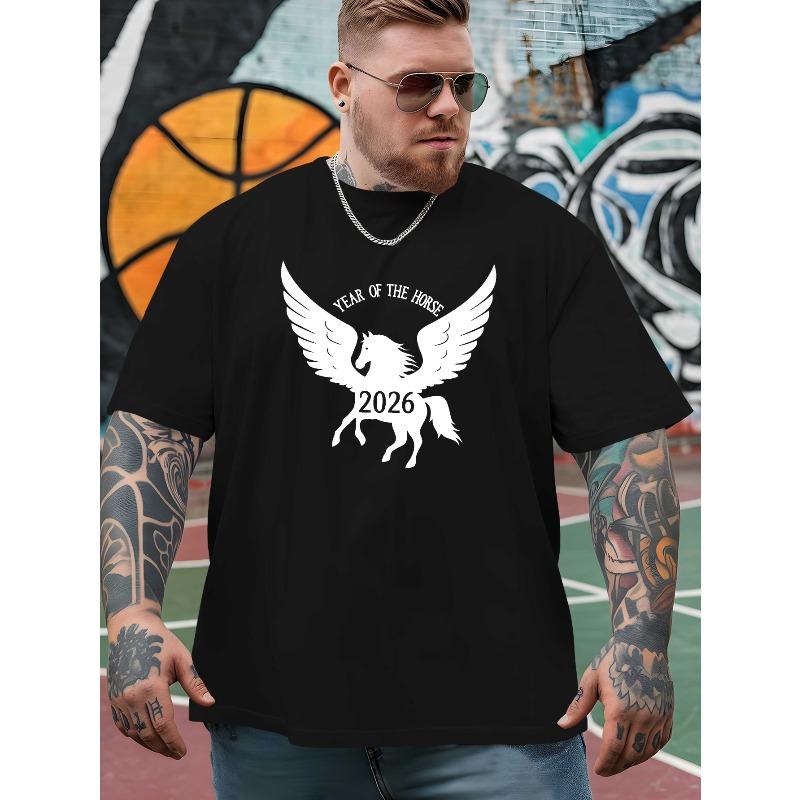 European Size Happy Year Of The Horse Men s Printed T-shirts Outdoor Sports and Casual Shirts Men s Latest Plus Size Loose T-shirts, PLUS SIZE 4XL чорний
European Size Happy Year Of The Horse Men s Printed T-shirts Outdoor Sports and Casual Shirts Men s Latest Plus Size Loose T-shirts, PLUS SIZE 4XL чорний