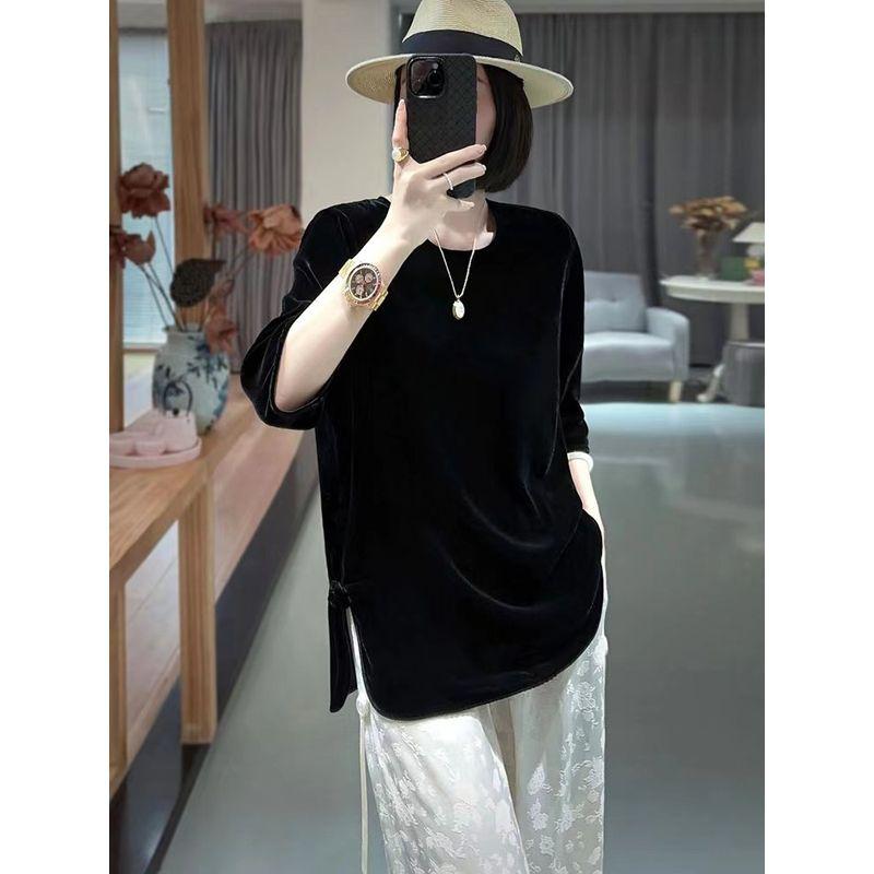 Рубашка из шелкового бархата с разрезом сзади и застежкой на пряжку, универсальный жилет для ношения под низ, маленькая рубашка, топы в новом китайском стиле Black S
Рубашка из шелкового бархата с разрезом сзади и застежкой на пряжку, универсальный жилет для ношения под низ, маленькая рубашка, топы в новом китайском стиле Black S