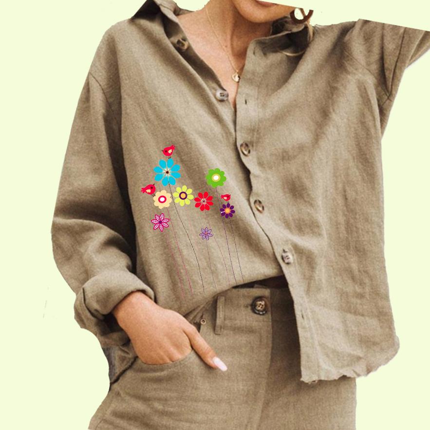 Женская модная рубашка с цветочным принтом, женская повседневная блузка на пуговицах из хлопка и льна с длинными рукавами 3XL хаки
Женская модная рубашка с цветочным принтом, женская повседневная блузка на пуговицах из хлопка и льна с длинными рукавами 3XL хаки