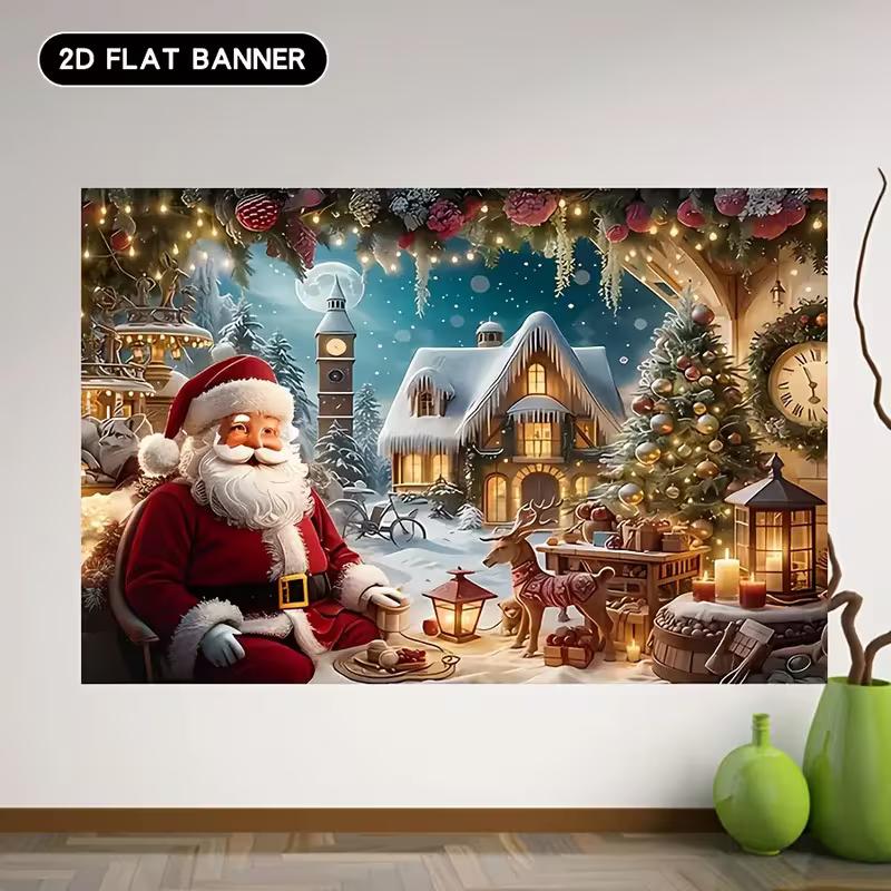 2D Christmas Santa Tapestry, Magical Winter Scene with Snowy Village and Reindeer 47.2x31.5inch/120*80cm
2D Christmas Santa Tapestry, Magical Winter Scene with Snowy Village and Reindeer 47.2x31.5inch/120*80cm