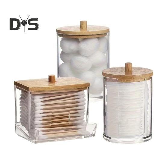 3 шт. прозрачный контейнер для хранения ватных шариков, тампонов, диспенсер большой емкости, пылезащитный многоцелевой контейнер для хранения с крышкой