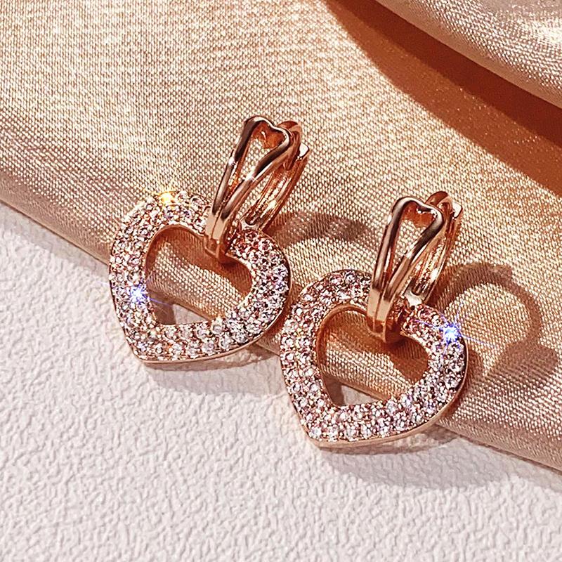 Huitan Aesthetic Rose Gold Color Heart Drop Earrings Lady Engagement Accessories with Bright Zirconia Graceful Wedding
Huitan Aesthetic Rose Gold Color Heart Drop Earrings Lady Engagement Accessories with Bright Zirconia Graceful Wedding