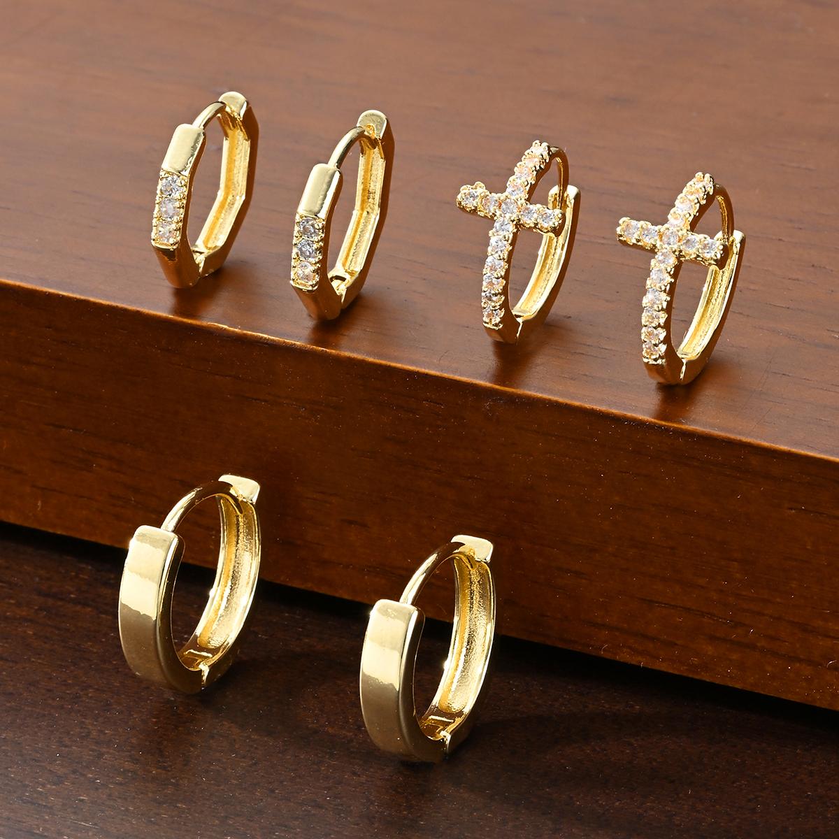 6 Pcs Fashion Minimalist Copper Zircon Cross Earrings Set for Women Chunky Cartilage Hoops Earring Vacation Daily Wear Jewelry
6 Pcs Fashion Minimalist Copper Zircon Cross Earrings Set for Women Chunky Cartilage Hoops Earring Vacation Daily Wear Jewelry