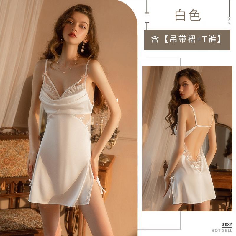 Simulation silk thin sexy pajamas women s skirt side open passion temptation hollowed out pure desire wind lace suspender skirt One size fits all белый
Simulation silk thin sexy pajamas women s skirt side open passion temptation hollowed out pure desire wind lace suspender skirt One size fits all белый