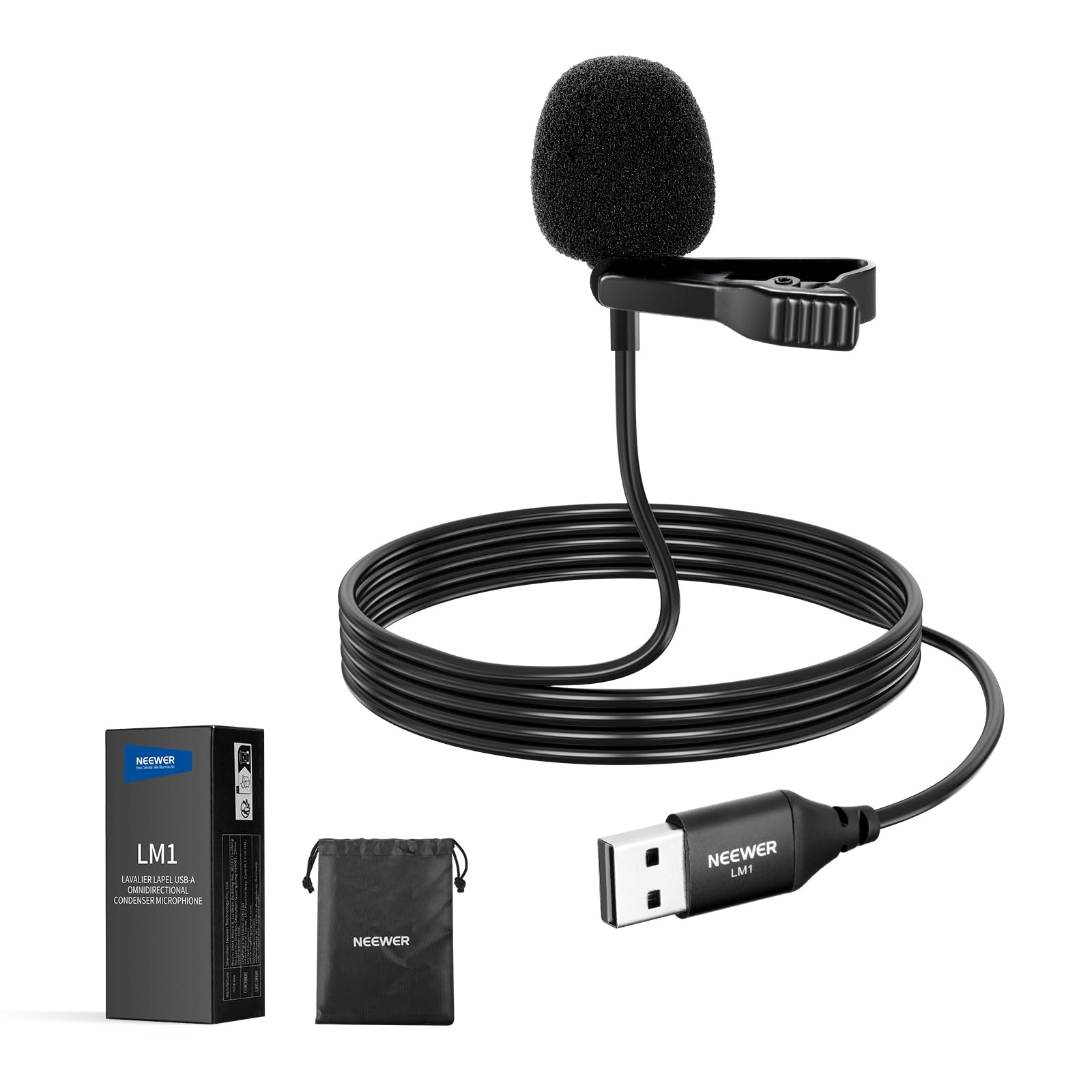 NEEWER LM1 Lavalier Lapel USB A Wired Plug and Noise 2m Mini Condenser USB Compatible with and for Live and Video Conferencing Microphone, Clip-on
NEEWER LM1 Lavalier Lapel USB A Wired Plug and Noise 2m Mini Condenser USB Compatible with and for Live and Video Conferencing Microphone, Clip-on