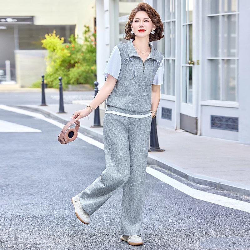 Mom s Summer Color-block Short Sleeve Top & Casual Sport Pants Set 3XL сірий колір
Mom s Summer Color-block Short Sleeve Top & Casual Sport Pants Set 3XL сірий колір