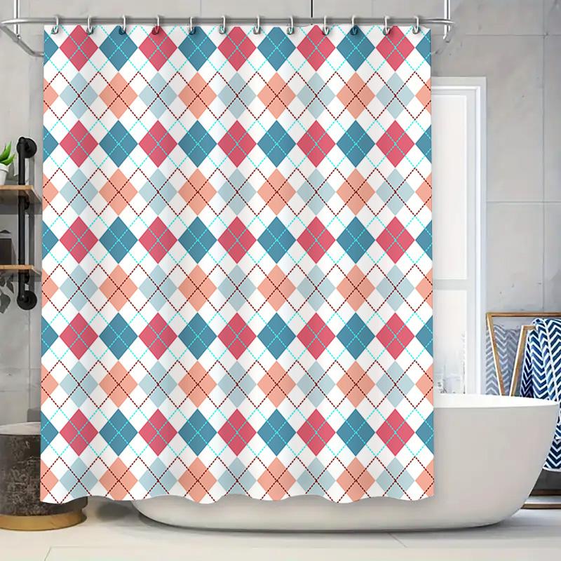 Vibrant Geometric Shower Curtain Pink, Blue White Checkered Bath Decor Waterproof Fabric For Bathroom Decoration Easy Hanging Ta W60H190(CM)-1 Pcs
Vibrant Geometric Shower Curtain Pink, Blue White Checkered Bath Decor Waterproof Fabric For Bathroom Decoration Easy Hanging Ta W60H190(CM)-1 Pcs