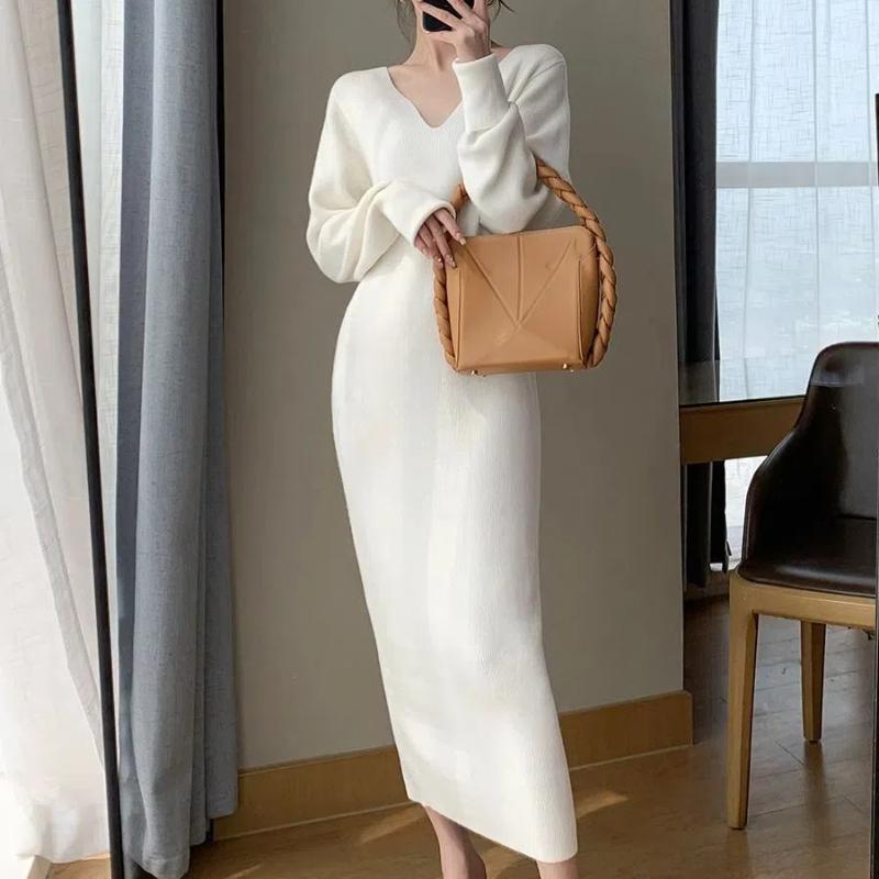 White Women s Dresses Autumn Winter New V-neck French Style Dresses Vintage Elegant V-neck All-match Fashion Knitted Dress XL чорний
White Women s Dresses Autumn Winter New V-neck French Style Dresses Vintage Elegant V-neck All-match Fashion Knitted Dress XL чорний