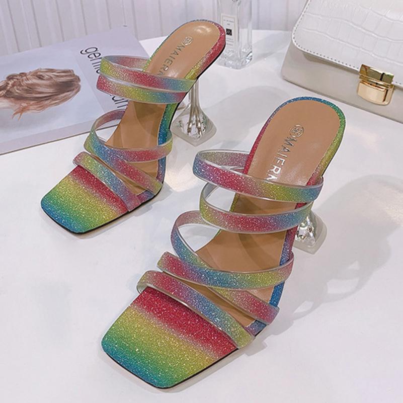 Women 10cm High Heels Slides Mules Lady Fetish Scarpins Clear Heels Rainbow Sequins Slippers Summer Platform Stripper Shoes
Women 10cm High Heels Slides Mules Lady Fetish Scarpins Clear Heels Rainbow Sequins Slippers Summer Platform Stripper Shoes