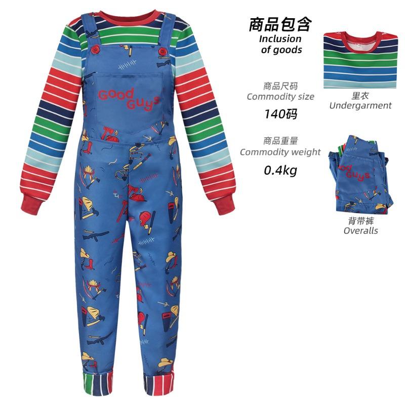 Ghost Chucky Season 2 cos suit Chucky children s suit overalls cosplay stage performance suit Children 110
Ghost Chucky Season 2 cos suit Chucky children s suit overalls cosplay stage performance suit Children 110