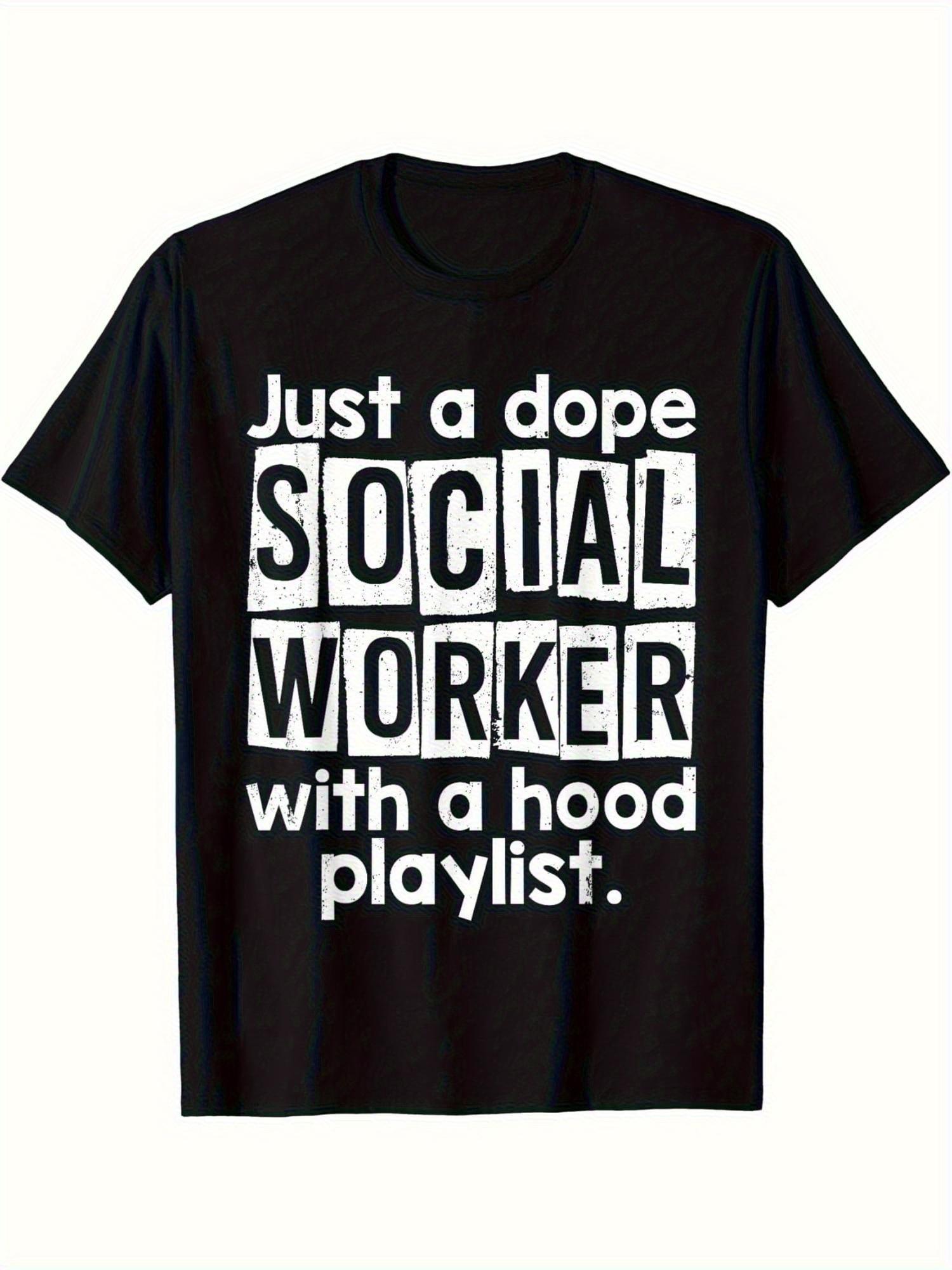 Funny Just a Doppe Social Worker with a Hood Playlist Graphic T-shirt - Black Distressed Font Unisex Regular Fit Casual Top for Men & Women S
Funny Just a Doppe Social Worker with a Hood Playlist Graphic T-shirt - Black Distressed Font Unisex Regular Fit Casual Top for Men & Women S