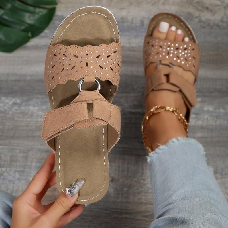 Wedge Heel Slippers Summer Hollow Velcro Shoes Beach Flip-flops Water Diamond Slippers 36
Wedge Heel Slippers Summer Hollow Velcro Shoes Beach Flip-flops Water Diamond Slippers 36