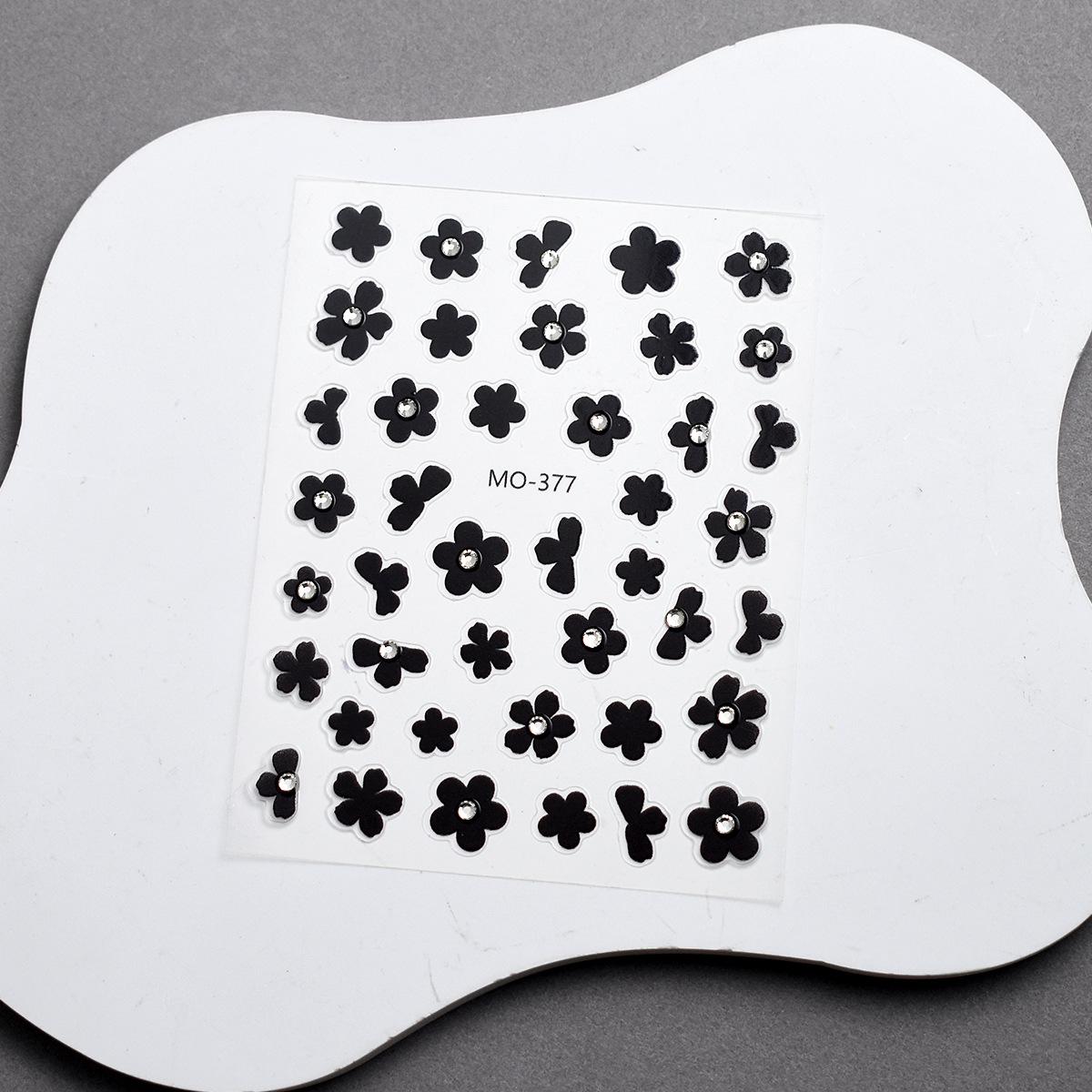 French Style Floral Nail Stickers with Rhinestones & Black Gold Embossed Design
French Style Floral Nail Stickers with Rhinestones & Black Gold Embossed Design