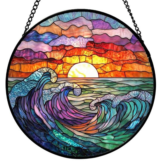 Stained Glass Window Hanging Decoration Round Suncatcher Panel Home Office Living Room Garden Yard Patio Window Hanging Ornament A
Stained Glass Window Hanging Decoration Round Suncatcher Panel Home Office Living Room Garden Yard Patio Window Hanging Ornament A