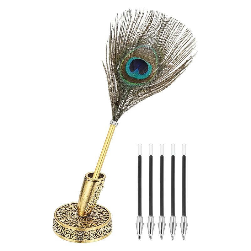 PATIKIL peacock feather ballpoint pen wholesale metal holder black ink vintage quill writing pen 5 pieces With refill office wedding signature golden
PATIKIL peacock feather ballpoint pen wholesale metal holder black ink vintage quill writing pen 5 pieces With refill office wedding signature golden