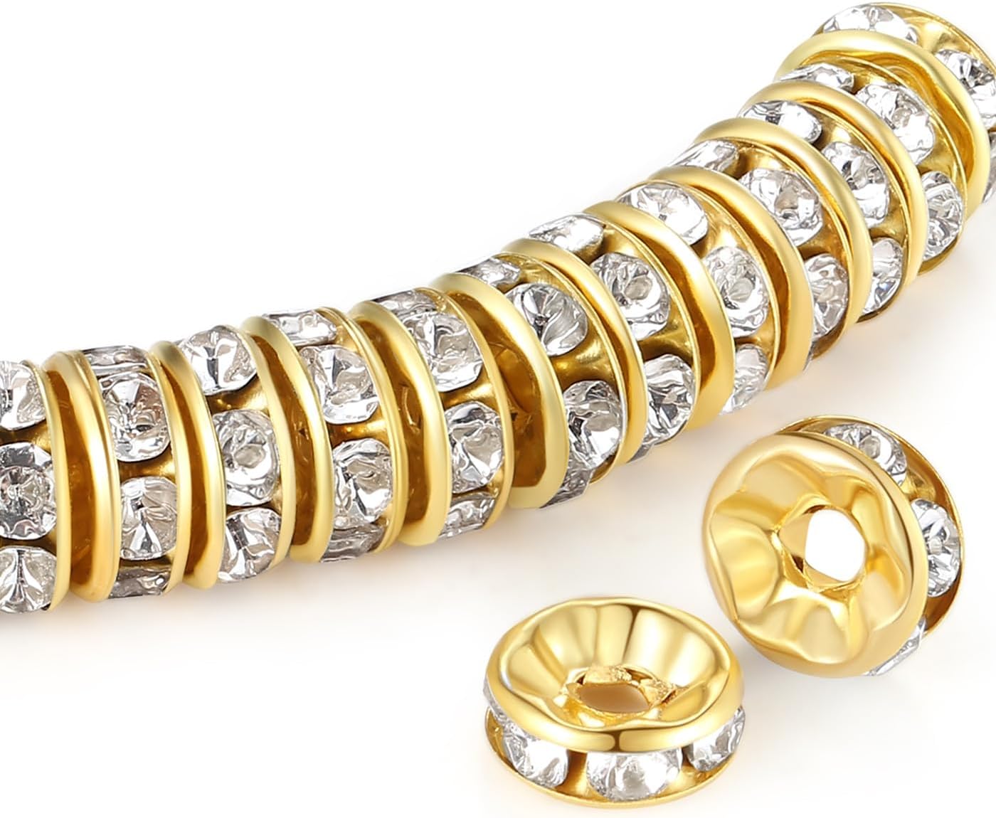 100pcs Rondelle Spacer Beads 8mm Rhinestone Spacer Beads Crystal Beads Spacers for Jewellery Making Bracelet Necklaces DIY Craft
100pcs Rondelle Spacer Beads 8mm Rhinestone Spacer Beads Crystal Beads Spacers for Jewellery Making Bracelet Necklaces DIY Craft