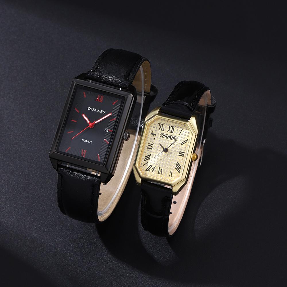 2pcs/set Couple Fashion Watch Set, PU Leather Strap Square Dial Roman Numeral Design Watch | Elegant Watches | Gifts
2pcs/set Couple Fashion Watch Set, PU Leather Strap Square Dial Roman Numeral Design Watch | Elegant Watches | Gifts