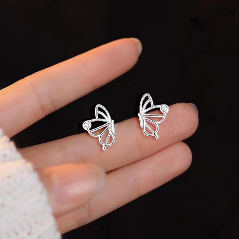 S999 Silver Openwork Butterfly Stud Earrings with Diamond-Set Ear Cuff, Korean Style Small Student Jewelry S999 Silver
S999 Silver Openwork Butterfly Stud Earrings with Diamond-Set Ear Cuff, Korean Style Small Student Jewelry S999 Silver