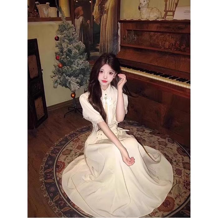 Korean Style Elegant Apricot Long Summer Dress for Women L
Korean Style Elegant Apricot Long Summer Dress for Women L