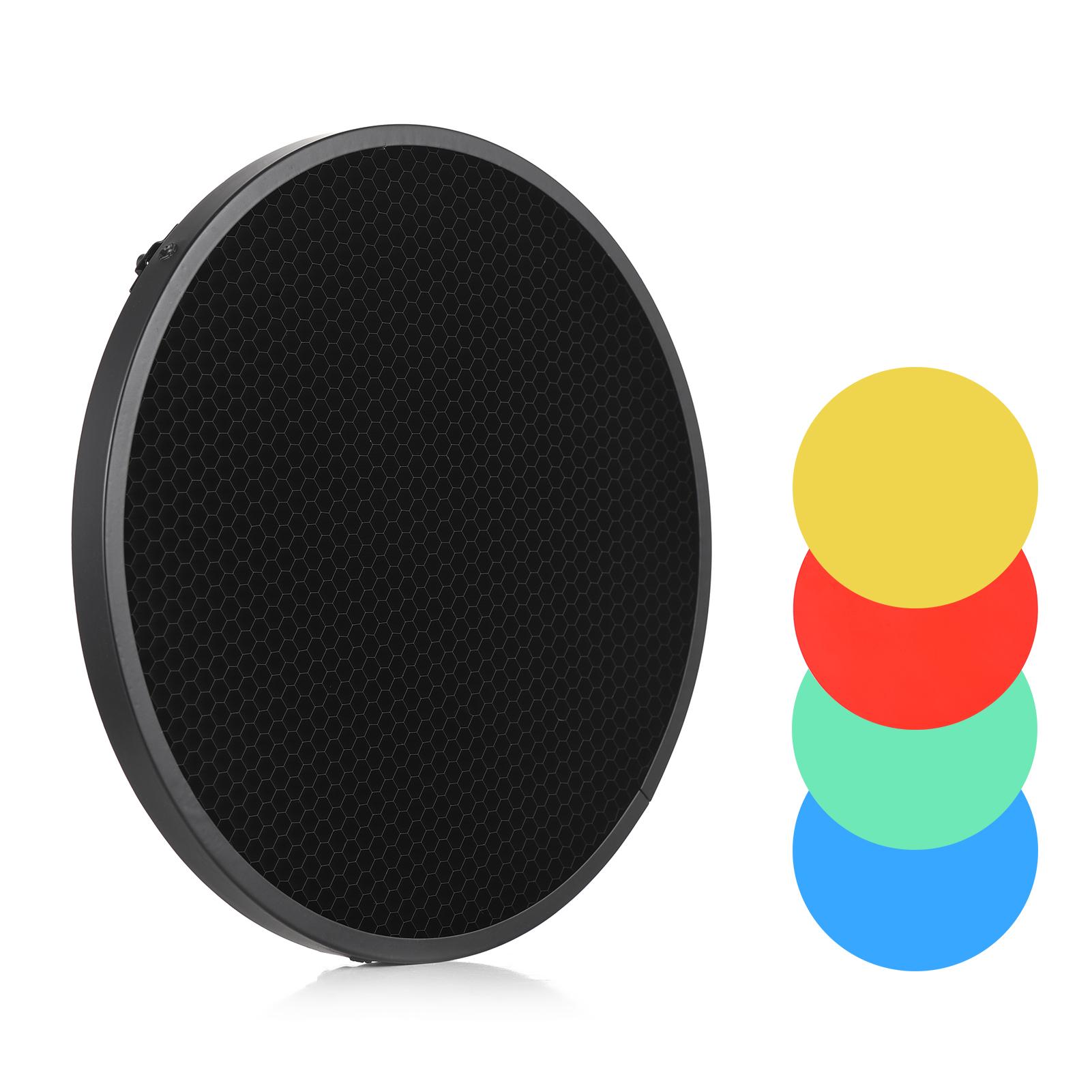 Сотовый абажур для фотосъемки, 60 градусов с 4 цветными фильтрами для 180-250 мм/7,1-9,8 дюйма
Сотовый абажур для фотосъемки, 60 градусов с 4 цветными фильтрами для 180-250 мм/7,1-9,8 дюйма