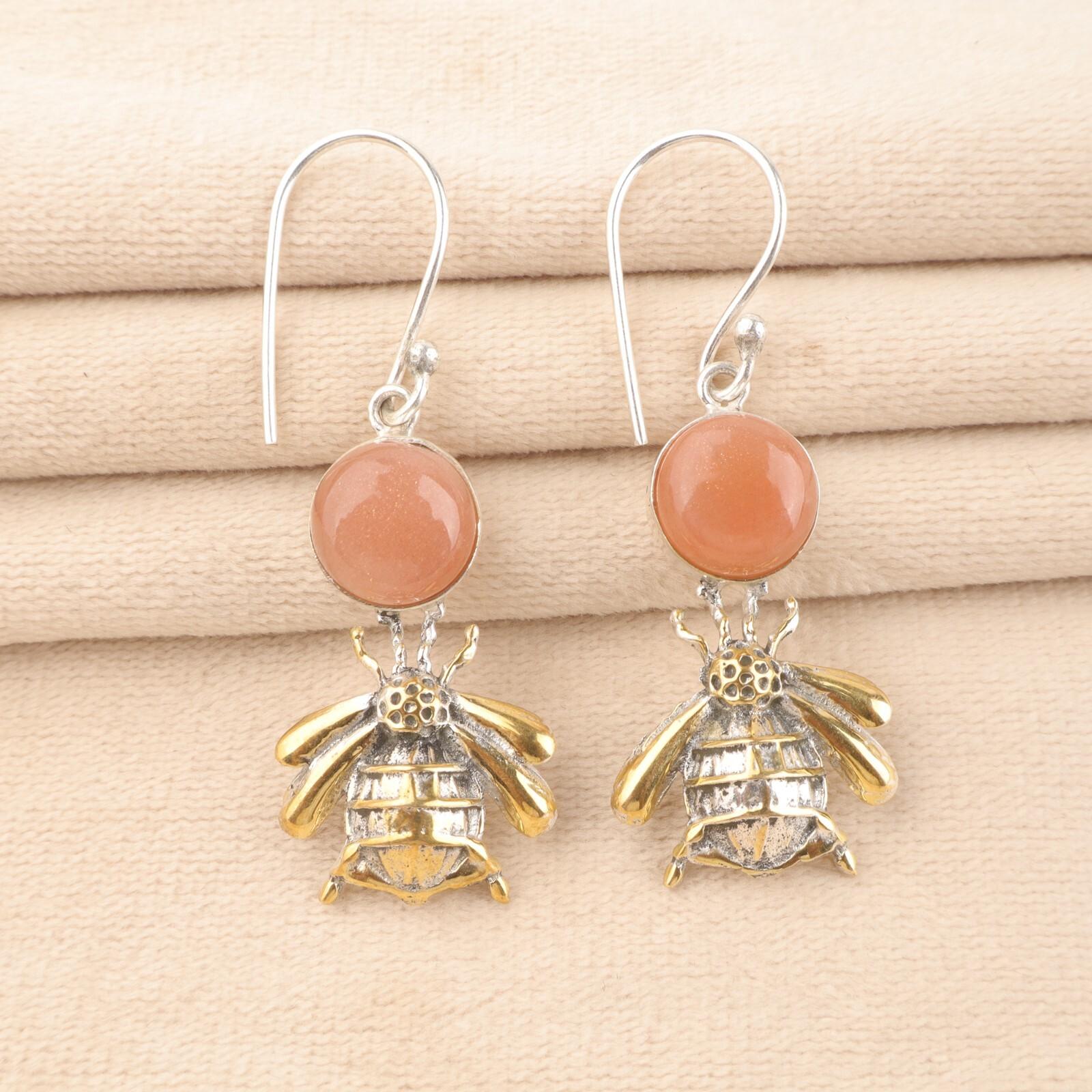 925 Solid Sterling Silver Handmade Natural Peach Moonstone Gemstone Earrings 2 EE-154-24
925 Solid Sterling Silver Handmade Natural Peach Moonstone Gemstone Earrings 2 EE-154-24