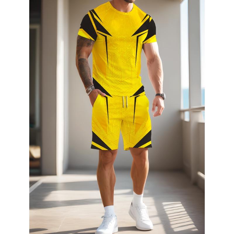 Unlock Summer s New Trend for Men: Creative 3D Print Pattern, Casual Round Neck Short Sleeve with Drawstring Waist Yellow Set S
Unlock Summer s New Trend for Men: Creative 3D Print Pattern, Casual Round Neck Short Sleeve with Drawstring Waist Yellow Set S