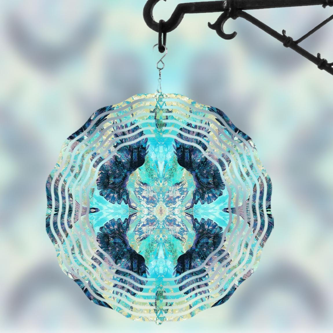 Hanging Wind Spinner with Teal Blue Stained Glass Design 360 Degree Rotating Hook Metal Art Sculpture for Garden Patio Outdoor Decor No Batteries 01A
Hanging Wind Spinner with Teal Blue Stained Glass Design 360 Degree Rotating Hook Metal Art Sculpture for Garden Patio Outdoor Decor No Batteries 01A