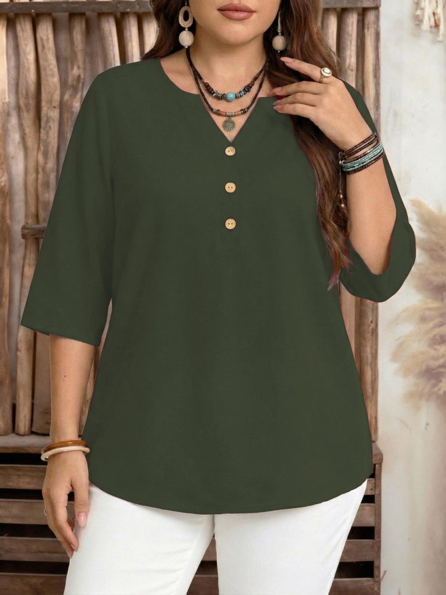 European & American Plus Size V-Neck Solid Color Loose Shirt for Spring/Autumn 2026 XL армія зелений колір
European & American Plus Size V-Neck Solid Color Loose Shirt for Spring/Autumn 2026 XL армія зелений колір