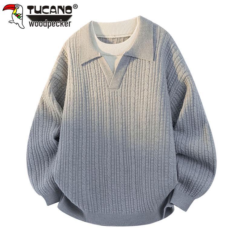 TUCANO Мужской вязаный свитер с лацканами, имитирующий двойку XL
TUCANO Мужской вязаный свитер с лацканами, имитирующий двойку XL