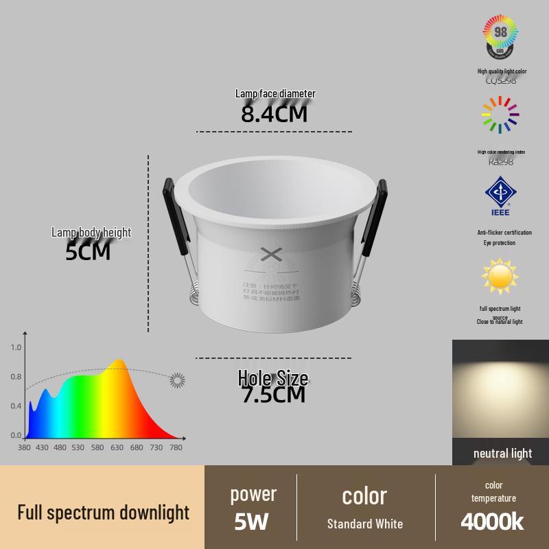 Full Spectrum Anti-Glare LED Recessed Ceiling Light for Living Room and Corridor
Full Spectrum Anti-Glare LED Recessed Ceiling Light for Living Room and Corridor