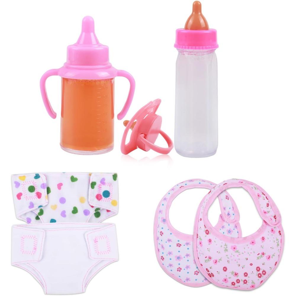 Baby Doll Accessories Set 7PCS Feeding & Caring Set with Magic Bottles Pacifier Diapers Bibs Doll Pretend Play Gift for Kids
Baby Doll Accessories Set 7PCS Feeding & Caring Set with Magic Bottles Pacifier Diapers Bibs Doll Pretend Play Gift for Kids