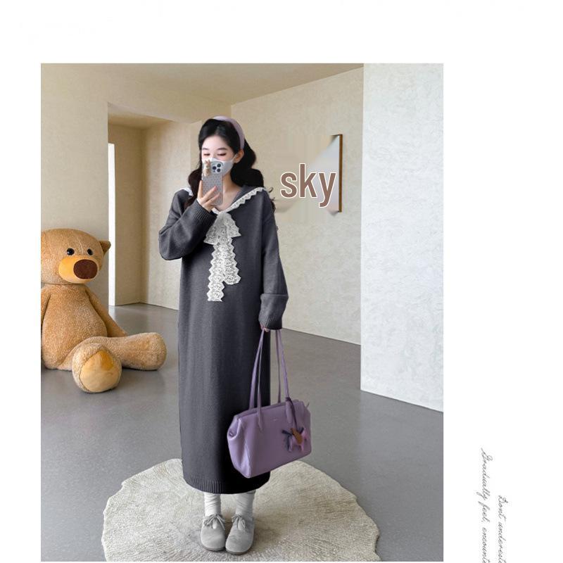 Autumn/Winter 2025 Maternity Dress: Korean-Style Plus Size Sailor Collar with Lace Patchwork XL сірий колір
Autumn/Winter 2025 Maternity Dress: Korean-Style Plus Size Sailor Collar with Lace Patchwork XL сірий колір
