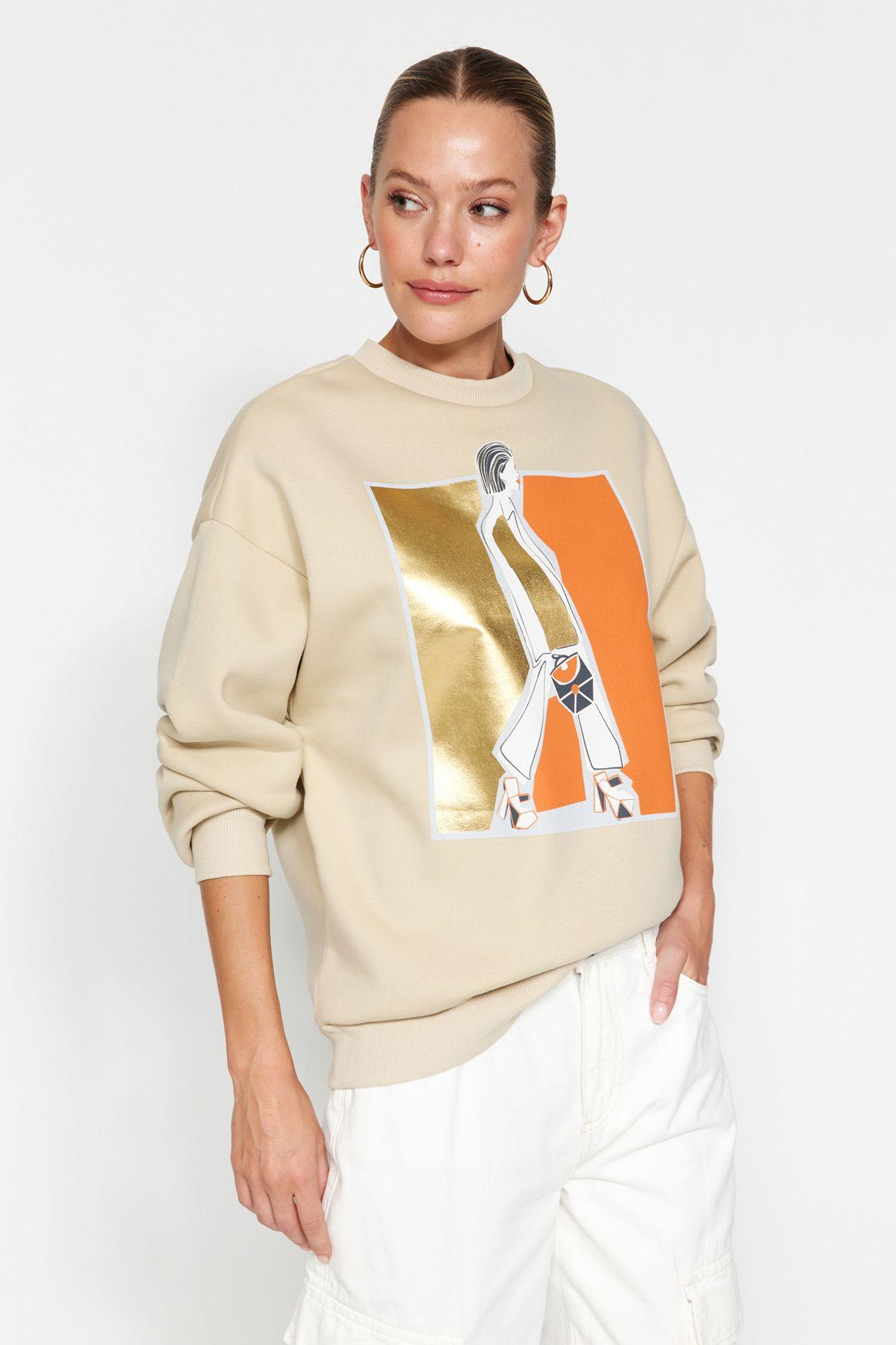 Women s Fashionable Stylish Sweatshirt Stone Foil Printed Thick Inside Fleece Crew Neck Oversize Knitted Sweatshirt M
Women s Fashionable Stylish Sweatshirt Stone Foil Printed Thick Inside Fleece Crew Neck Oversize Knitted Sweatshirt M