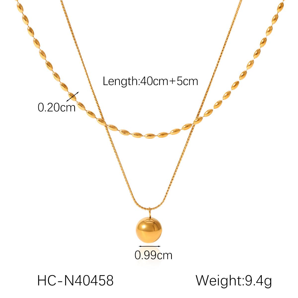 Double Layer Twist Chain Titanium Steel Necklace with Oval Beads Small Gold Ball Pendant Fade Resistant Jewelry
Double Layer Twist Chain Titanium Steel Necklace with Oval Beads Small Gold Ball Pendant Fade Resistant Jewelry