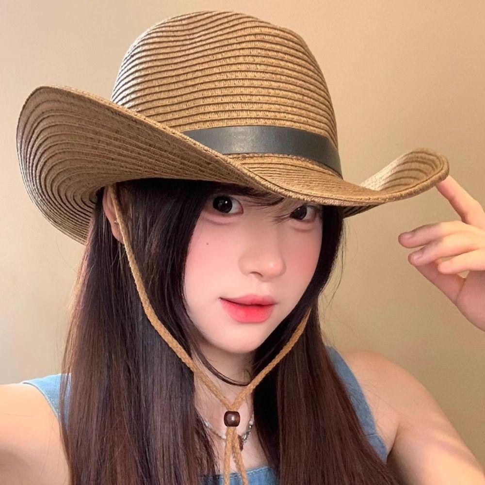 Wide Brim Western Cowboy Hat Summer Sun Protection Cap Vintage Straw Visor Hat Vacation хакі
Wide Brim Western Cowboy Hat Summer Sun Protection Cap Vintage Straw Visor Hat Vacation хакі
