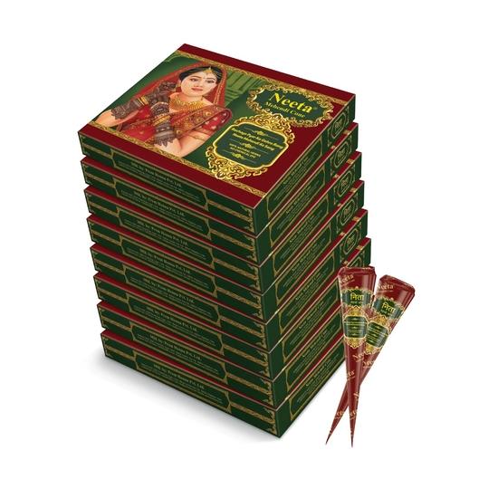 Конусы хны Neeta для рук 12 шт. в 1 коробке (Пакет из 8) Свадебные конусы мехенди, натуральный конус мехенди для свадьбы, красновато-коричневый цвет
Конусы хны Neeta для рук 12 шт. в 1 коробке (Пакет из 8) Свадебные конусы мехенди, натуральный конус мехенди для свадьбы, красновато-коричневый цвет