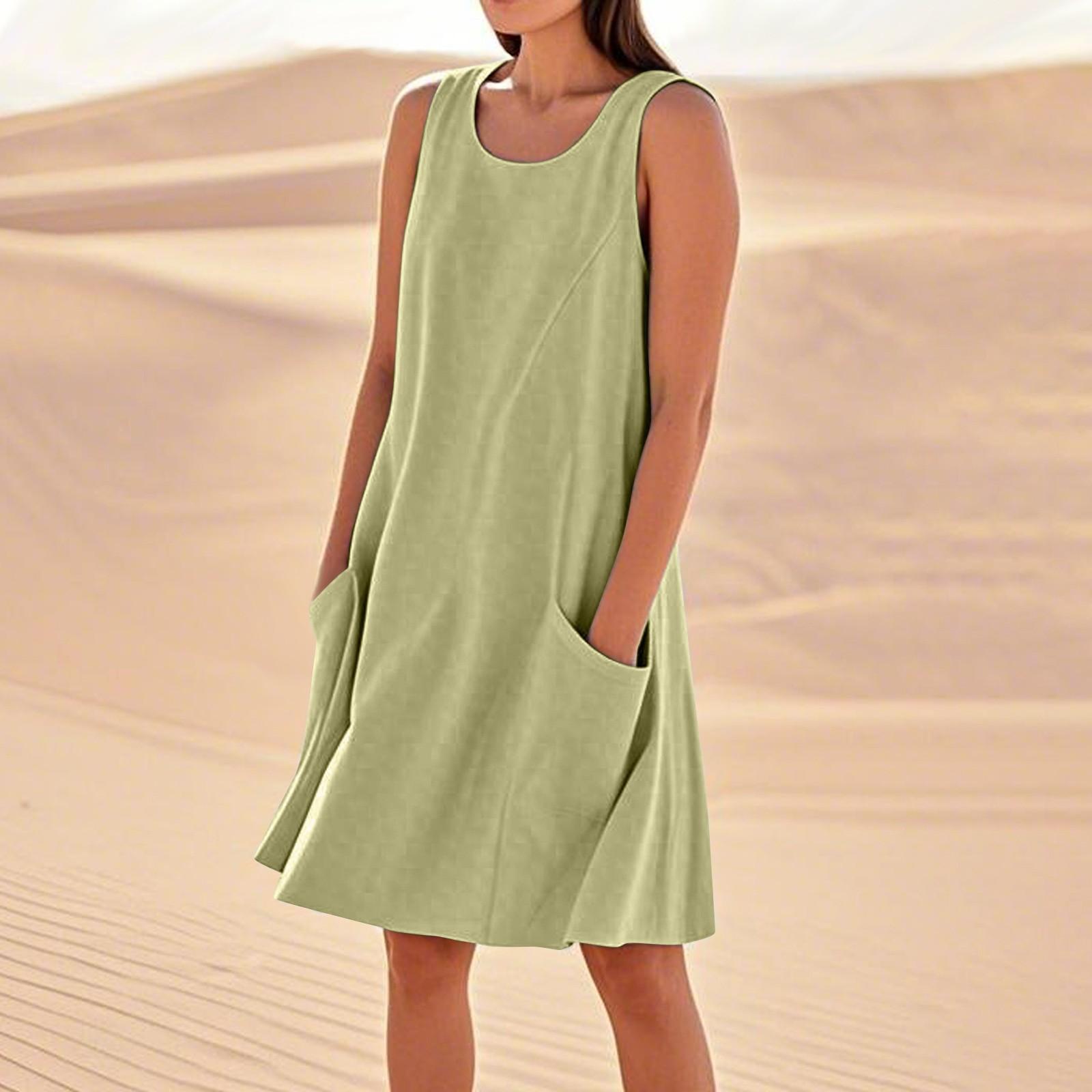 Літні сукні для жінок Вільні пляжні повсякденні сарафани без рукавів з кишенями Сукня-майка M
Літні сукні для жінок Вільні пляжні повсякденні сарафани без рукавів з кишенями Сукня-майка M