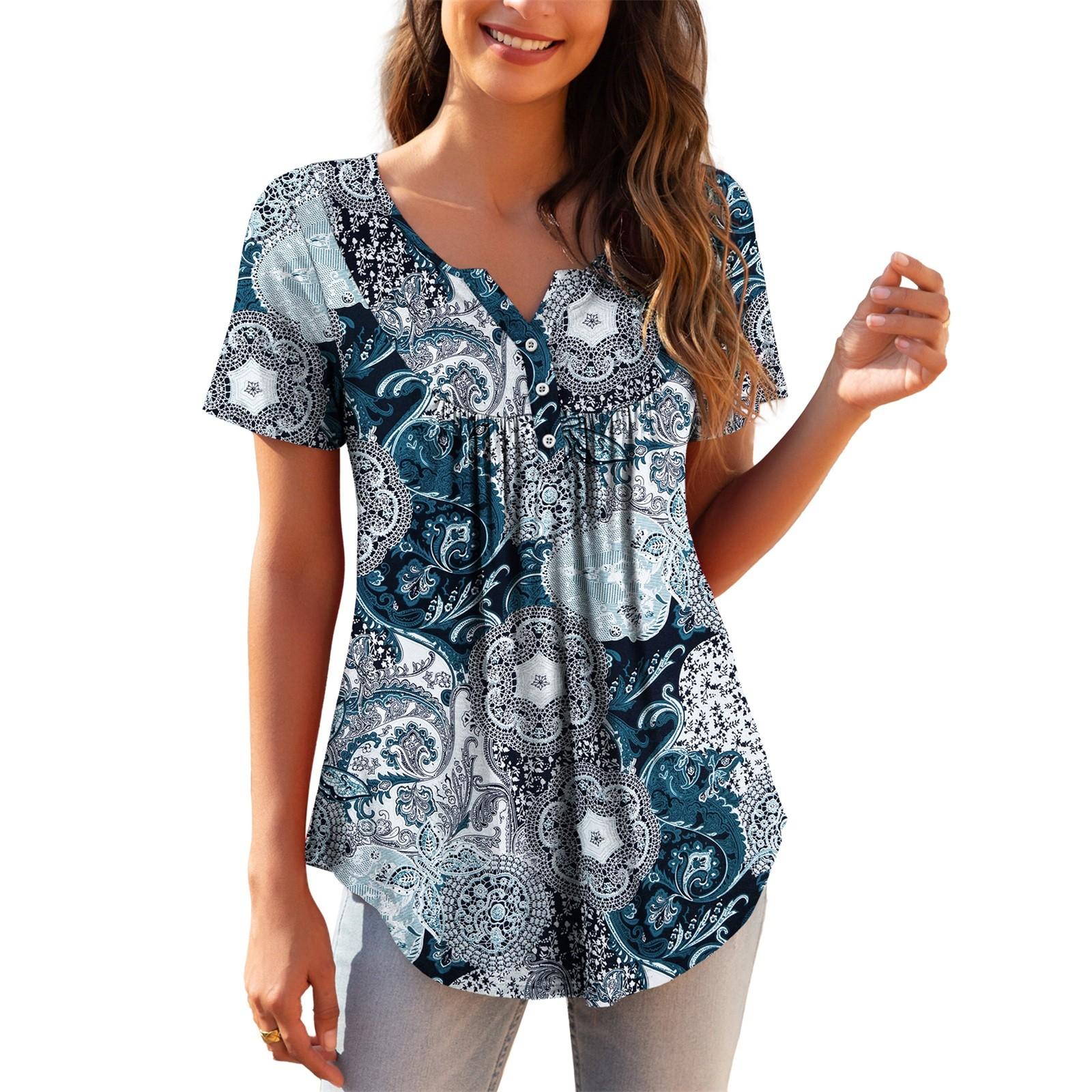 Women s Summer Casual Digital Printed Short-sleeve Button Loose T-shirt Top L циан
Women s Summer Casual Digital Printed Short-sleeve Button Loose T-shirt Top L циан