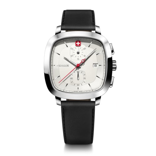WENGER VINTAGE CLASSIC CHRONO Men s Watch, Stainless Steel Case (316L), White Dial, Black Recycled Leather Strap, Quartz Movement, 50m Water Resistanc
WENGER VINTAGE CLASSIC CHRONO Men s Watch, Stainless Steel Case (316L), White Dial, Black Recycled Leather Strap, Quartz Movement, 50m Water Resistanc