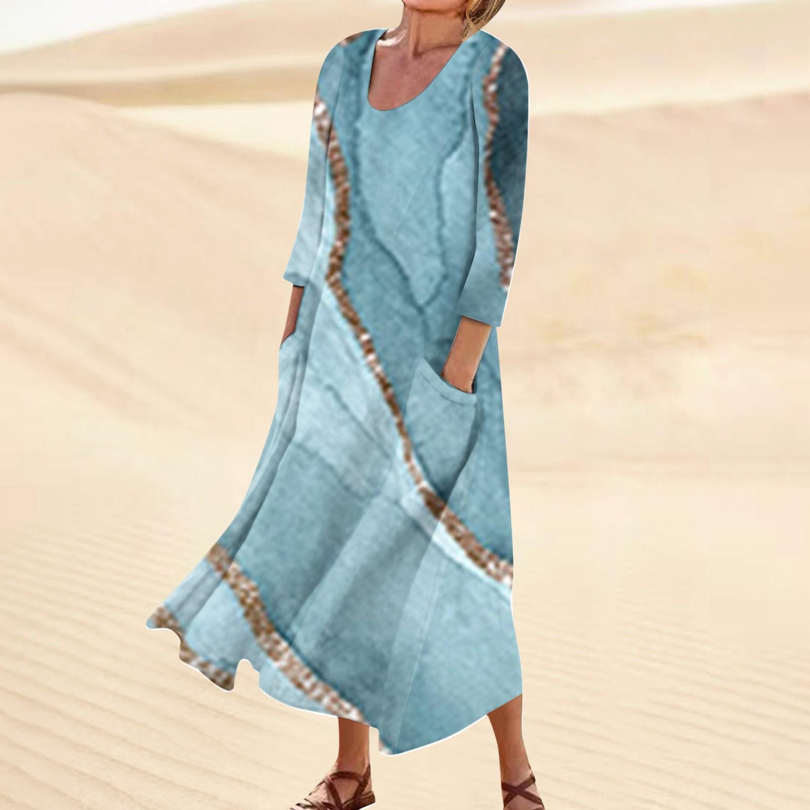 Жіноча повсякденна модна зручна сукня з принтом і кишенями з рукавом 3/4 XL ціан
Жіноча повсякденна модна зручна сукня з принтом і кишенями з рукавом 3/4 XL ціан