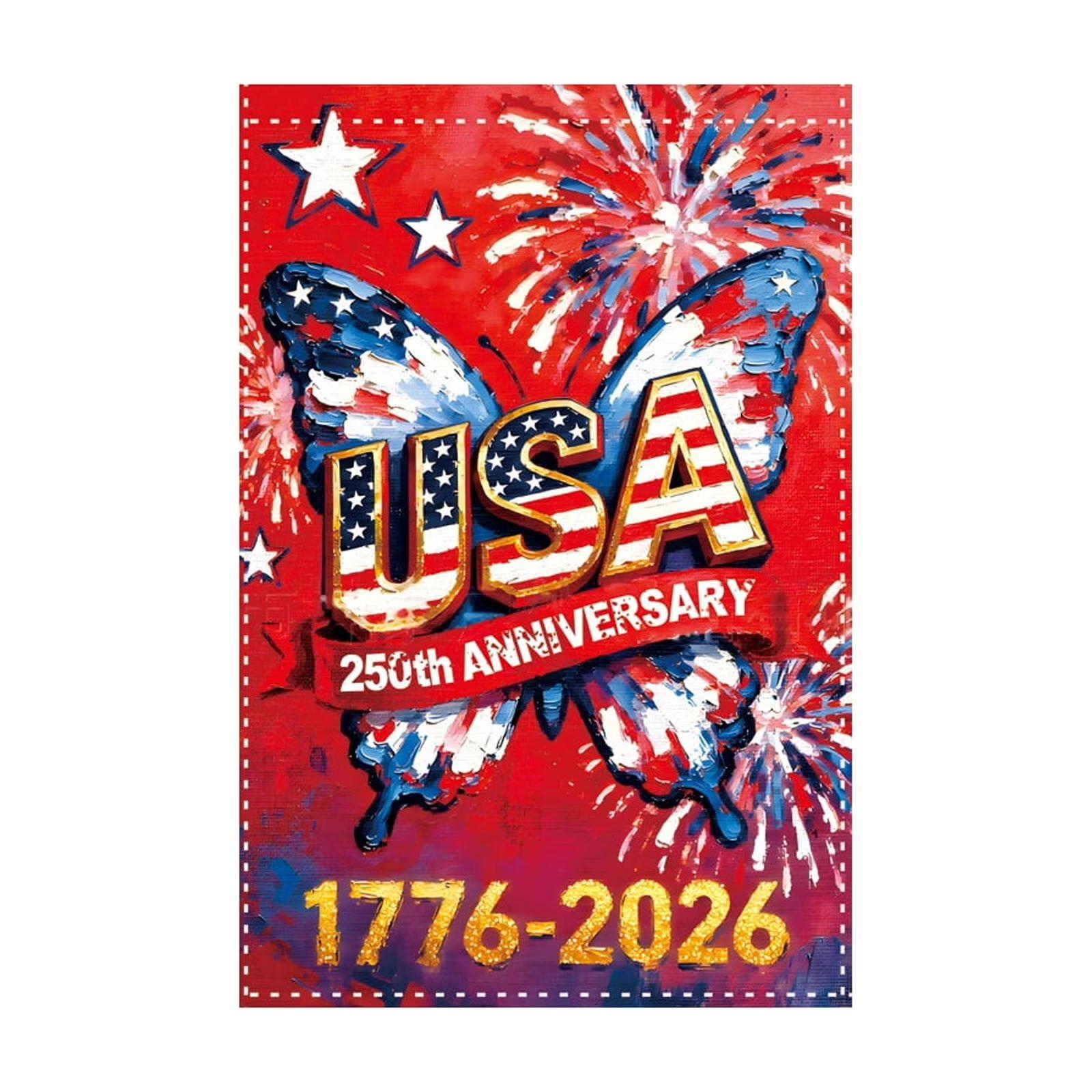 Commemorative Garden Flag 250th Anniversary Single Sided Banner 30x45cm Outdoor Decorative Flag with Printed Design for Yard Celebration One Size
Commemorative Garden Flag 250th Anniversary Single Sided Banner 30x45cm Outdoor Decorative Flag with Printed Design for Yard Celebration One Size