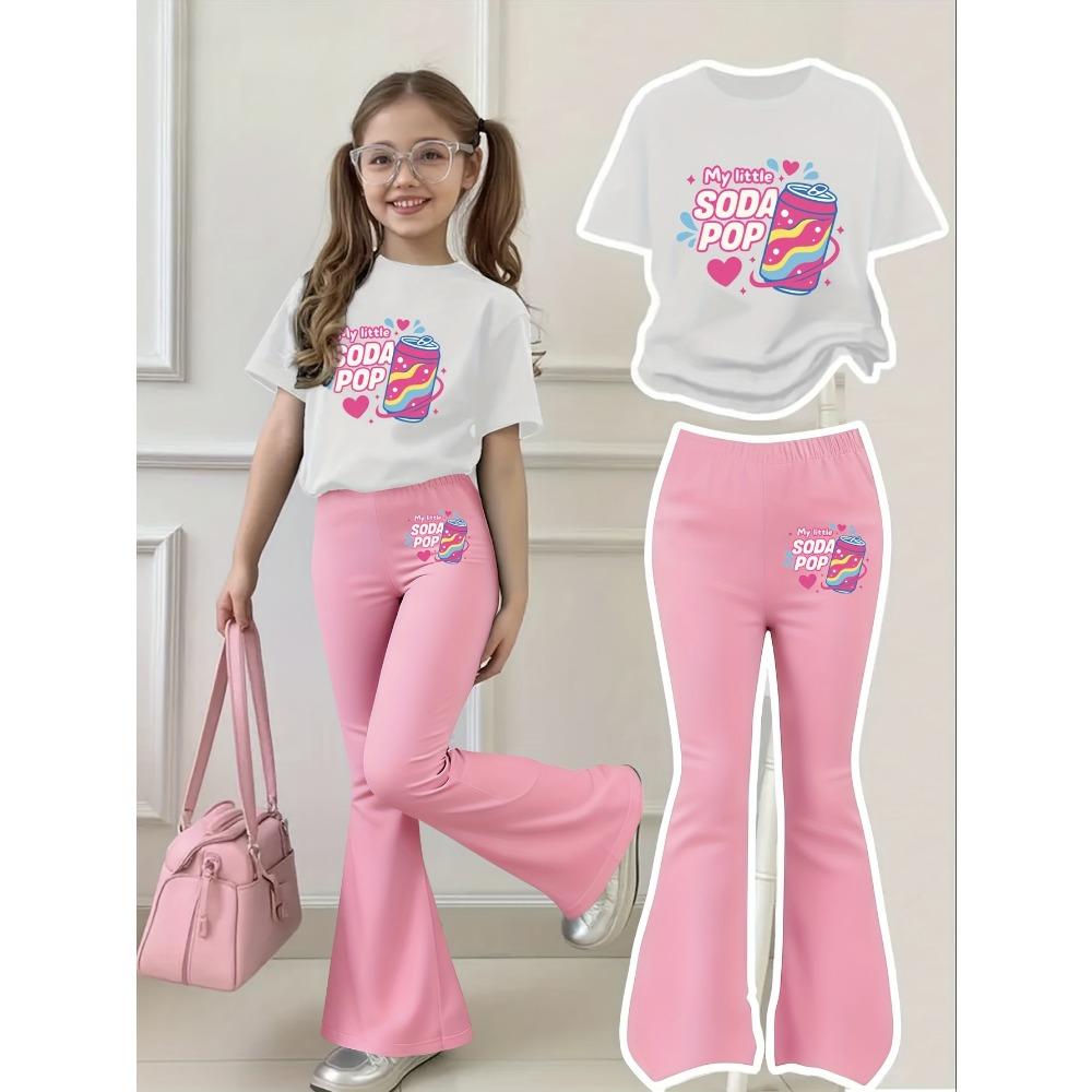 2026 Girls New Kpop Cute Soda Watermark Flower Set with Letter Printed White Short Sleeve and Pink Bell Bottom Pants Two Piece Set 160 рожевий
2026 Girls New Kpop Cute Soda Watermark Flower Set with Letter Printed White Short Sleeve and Pink Bell Bottom Pants Two Piece Set 160 рожевий
