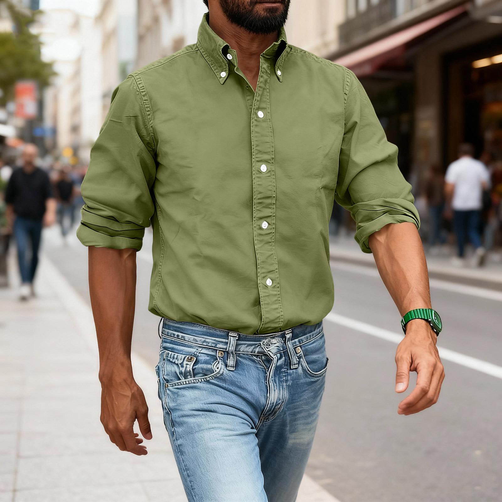 Men s Business Daily Versatile Shirt Flip Collar Button Color Shirt L
Men s Business Daily Versatile Shirt Flip Collar Button Color Shirt L