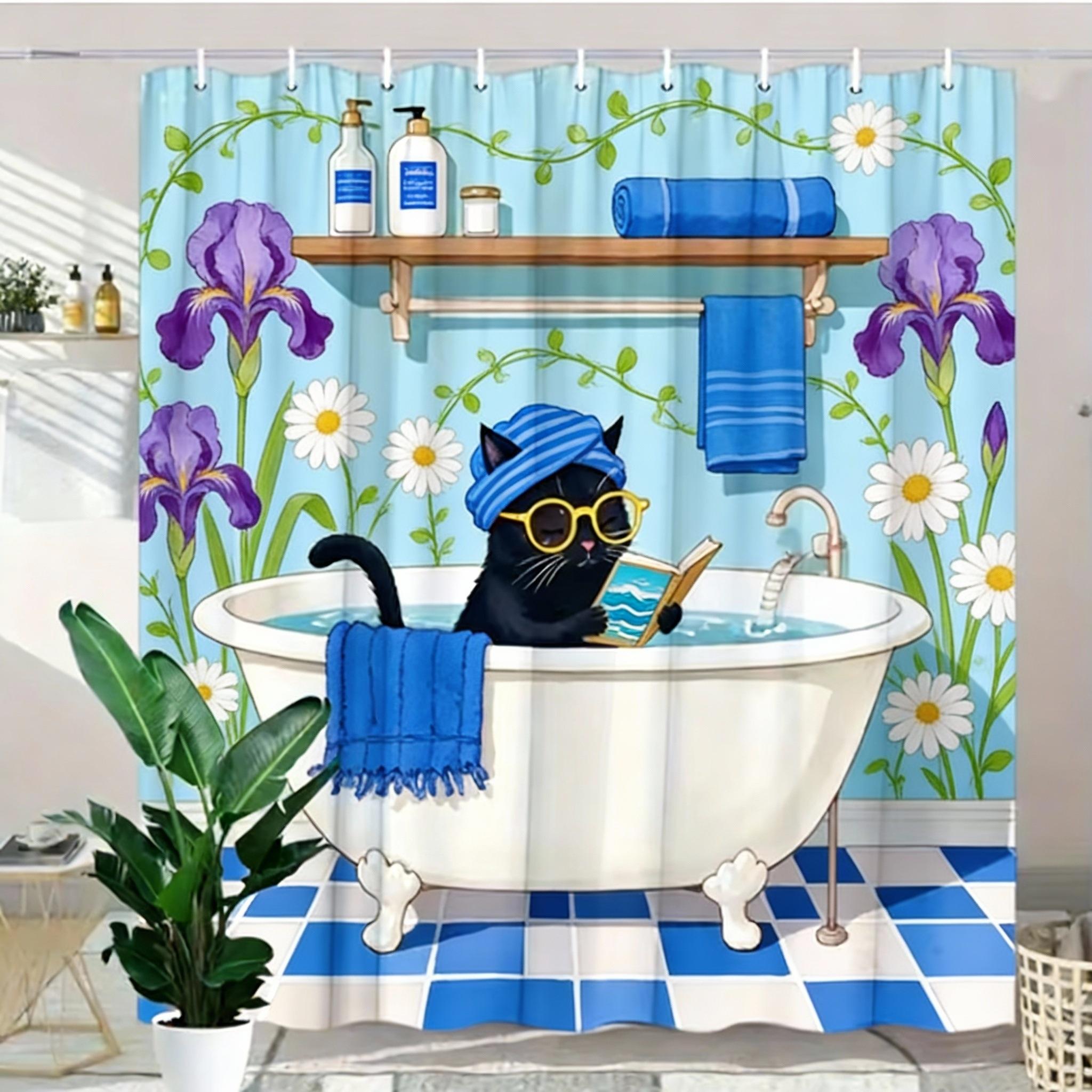 Adorable Cat In Bathtub Shower Curtain - Water-Resistant Fabric For Bathroom - Ideal For Whimsical And Pet Lovers W60H190(CM)-1 Pcs
Adorable Cat In Bathtub Shower Curtain - Water-Resistant Fabric For Bathroom - Ideal For Whimsical And Pet Lovers W60H190(CM)-1 Pcs