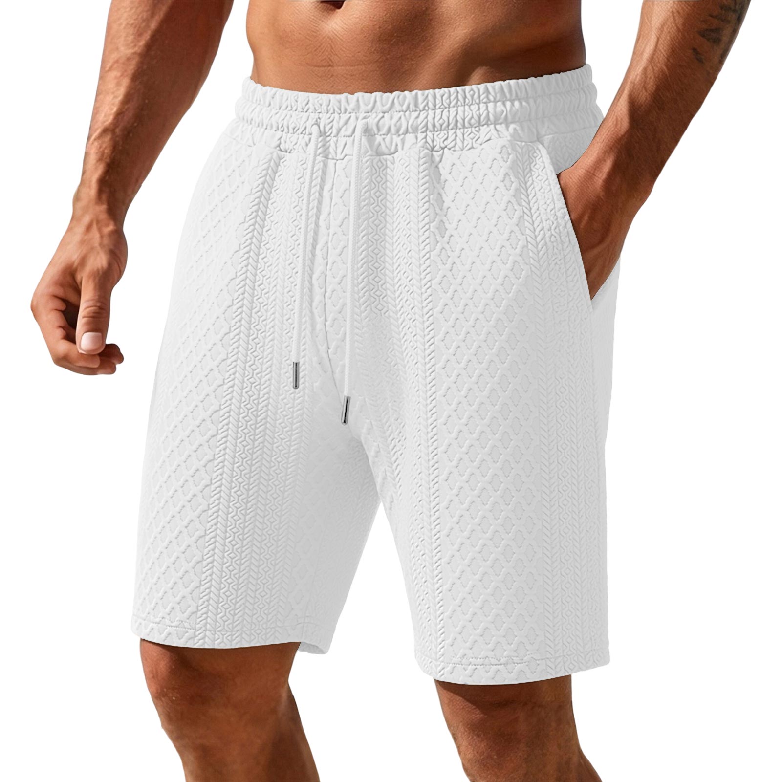 Men s Summer Loose Fit Casual Sports Straight Leg Jacquard Drawstring Shorts with Elastic Waistband and Side Pockets Suitable for Daily Wear M
Men s Summer Loose Fit Casual Sports Straight Leg Jacquard Drawstring Shorts with Elastic Waistband and Side Pockets Suitable for Daily Wear M