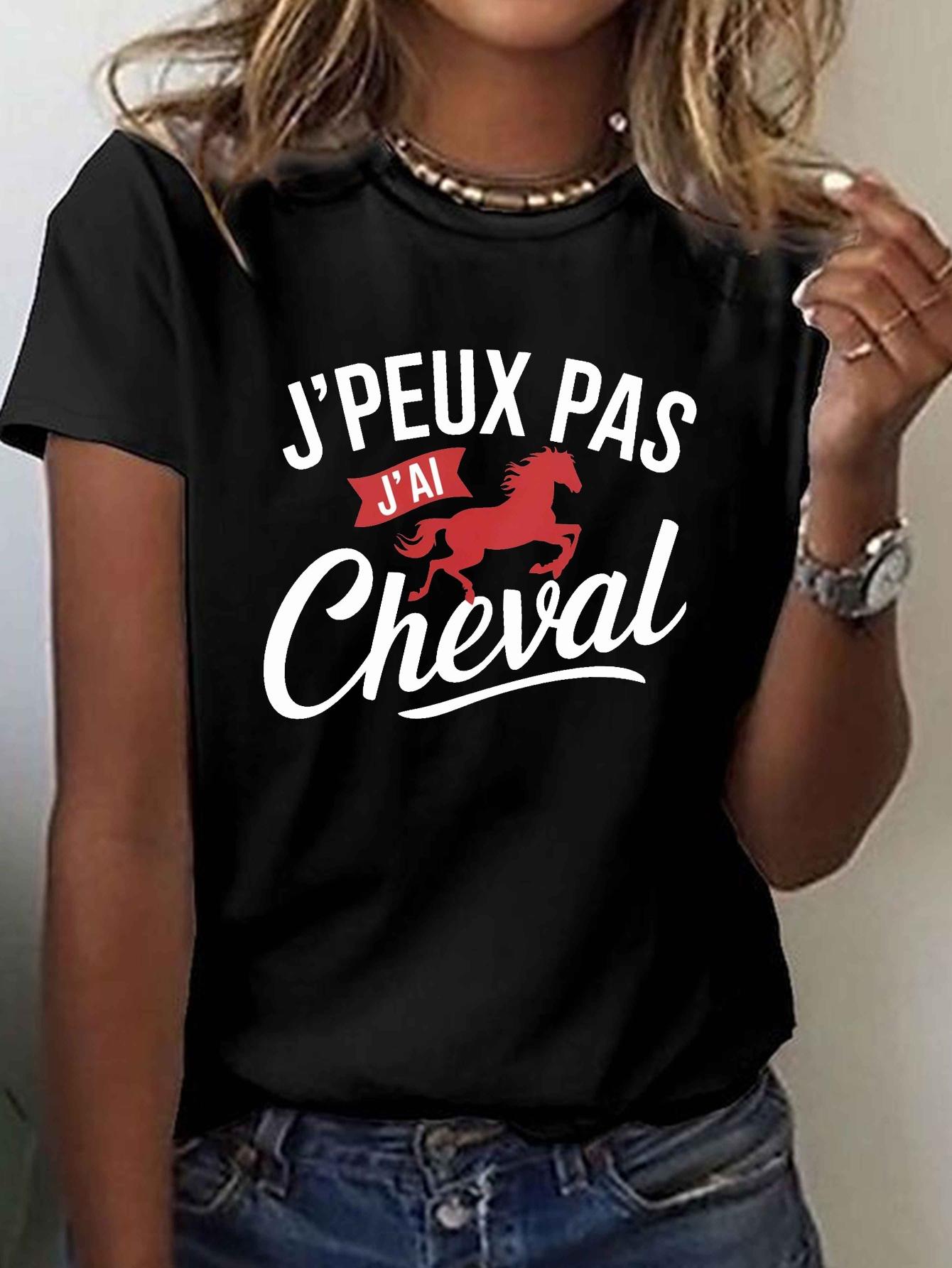I Can T I Have A Horse Print T-shirt, Short Sleeve Crew Neck Casual Top for Summer & Spring, Women s Clothing S чёрный
I Can T I Have A Horse Print T-shirt, Short Sleeve Crew Neck Casual Top for Summer & Spring, Women s Clothing S чёрный