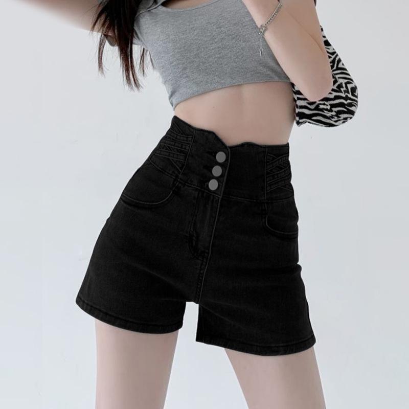 Women s Super High Waist Black Denim Shorts - Tummy Control, Elastic, A-Line, Wide Leg, Buttoned, Summer Wear S чорний
Women s Super High Waist Black Denim Shorts - Tummy Control, Elastic, A-Line, Wide Leg, Buttoned, Summer Wear S чорний